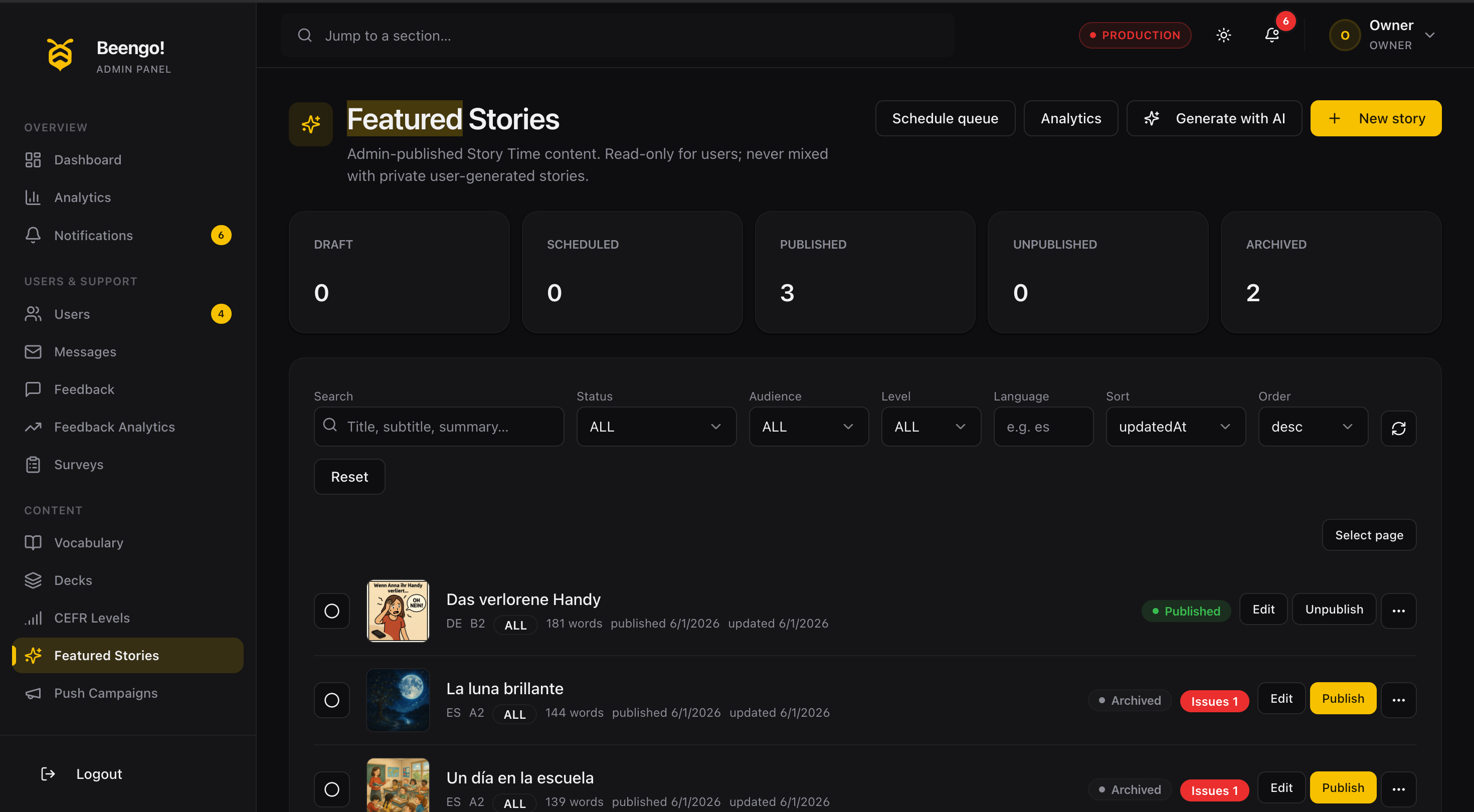 Beengo admin panel
