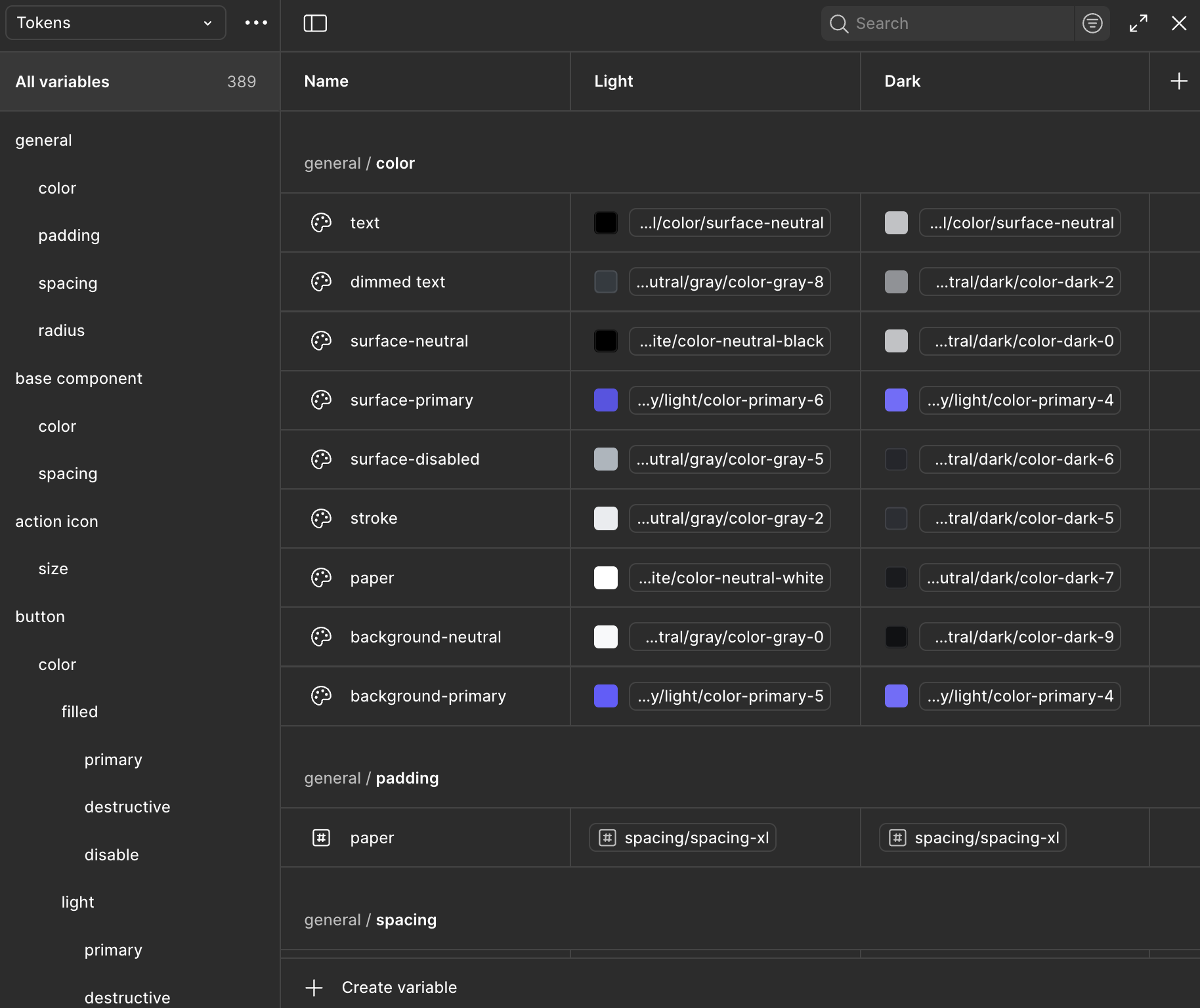 Design Tokens — Type, Color, Spacing